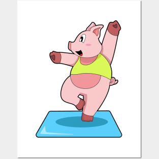 Pig at Yoga Fitness Posters and Art